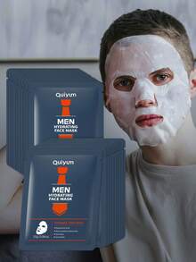 20 Pcs Moisturizing QUIYUM Men Hydrating Face Mask,25g Oil Control Facial Mask Improves Overall Completion Men'S Moisturizing Facial Mask Gift For Father, Father's Day For Man All Skin Types - Men - View 1