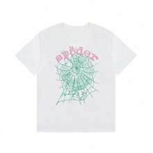 2025 Summer Sp5der Creative T-Shirt, Spider Web Graphic Tees, Men And Women Couples Short-Sleeved T-Shirt, Percent Cotton2025 - Trắng 2 - Xem 1