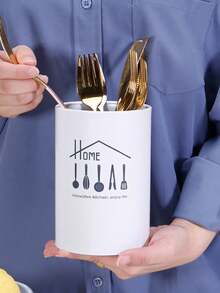 1pc Stainless Steel Chopstick Holder, Kitchen Hotel Restaurant Creative Tableware Storage & Draining Chopstick Canister - Multicolor - View 6