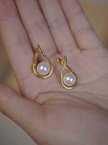 1 对女士奢华优雅十字水滴珍珠耳环，适合日常、派对、节日礼物，精致魅力