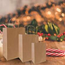 120 Pack Brown Paper Bags With Handles Mixed SizeRecyclable Kraft Paper Ideal For Gifts Shopping Boutique Packaging Merchandise Grocery And Craft.