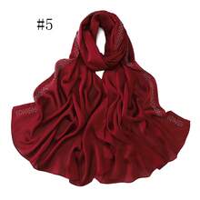 1件纯色亮片钻石雪纺围巾，优雅仿水晶穆斯林头巾披肩，女士户外防晒头饰 - B - 查看 28