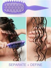 Hair brushes-EU 卷发造型梳套装，适用于卷发，蓬松提拉造型梳，干湿两用，卷发梳，可分束造型，减少毛躁和断裂，打造柔顺、亮泽、有弹性的卷发，尤其适合波浪卷和螺旋卷，也是一款方便的解结头发工具。 - 彩色 - 查看 3