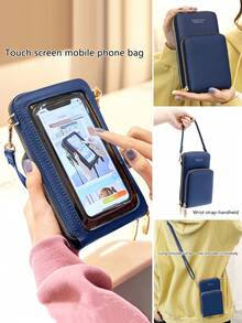 FOREVER MIYIN 触摸屏手机包字母图案手机钱包带拉链和可调节肩带时尚 PU 钱包手机壳手拿包手机套垂直钱包带卡槽轻便现代商务信用卡身份证现金商务休闲教师节教师礼物工作商务通勤旅行度假 - 彩色 - 查看 8