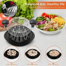 Manual Chicken Breast Shredder Tool With 360° Rotating Ergonomic Handle, Anti-Slip Base & Plastic – Includes Heat-Resistant Tong & Cleaning Brush For Salads, Sandwiches, Wraps, Kitchen Gadget, Transparent Lid, Safe Kitchenware, Wrap Filler, Compact Design, Durable Plastic, Food Shredder, Kitchen Enthusiasts - Black - View 7