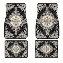 4pcs Bohemian & European Retro Pattern Car Floor Mats - Universal Fit Polyester Front & Rear Seat Car Mats - Suitable For Sedan, Saloon, SUV, Van All-Weather Vehicle Interior