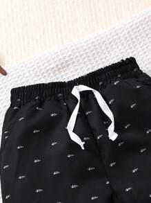 3 buc pantaloni scurți versatili cu imprimeu Fishbone pentru băieți, potriviți pentru vară în aer liber, școală, zi de zi, timp liber, vacanță, petrecere
