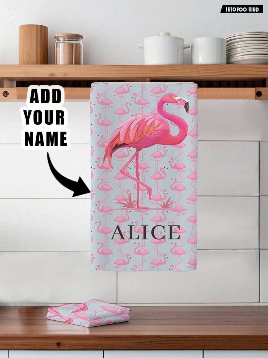 1pc Personalized Dish Cloth, Customized Kitchen Towel With Family, Friend Or Pet Names, Great Gift For Mother's Day, Father's Day, Valentine's Day, Birthday, Wedding Anniversary, Graduation, Wedding - Multicolor - View 1