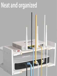 1 件多功能壁挂式电脑显示器桌面收纳架，用于无线路由器、遥控器、DVD 和电视盒的壁挂式收纳架，无需钻孔安装，节省空间，实用的架子 - 彩色 - 查看 5