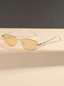 1 副女士猫眼细小镜框优质金属高品质时尚眼镜 T 台街头风格适合海滩、派对几何形状墨镜 - 彩色 - 查看 4