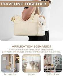 1pc Foldable Soft Pet Backpack Carrier, Suitable For Small Dogs, Rabbits, Cats, Travel Bag - White - View 3