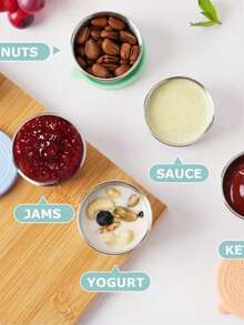 1 件/4 件/不锈钢酱料杯容器，带密封盖，非常适合蘸酱和盛菜杯沙拉酱容器，带盖，小型防漏可重复使用不锈钢沙拉酱容器，可作为午餐盒、酱料容器、野餐、旅行餐准备和厨房储存，野餐、旅行餐准备和厨房储存 - 彩色 - 查看 3