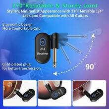 Wireless Guitar System 2.4GHz 2 Modes, Thumb-Size, 90° Rotatable, 100ft Range, Wireless Guitar Transmitter Receiver Plug & Play For Guitar, Bass, Violin, Keyboard - Black (1TX + 1RX) - 黑色 - 查看 10