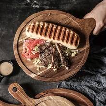 1 块大/小相思木披萨板，适用于披萨、奶酪、面包、沙拉、熟食、厨房木托盘、披萨托盘、早餐托盘、家庭厨房、餐厅厨房服务、派对、下午茶、家庭聚会、户外露营、生日、返校、开斋节、毕业典礼、婚礼 - 棕色 - 查看 7