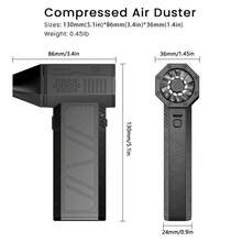 5-Piece Set,  Air Blower-180000RPM Super Power Cordless Air Duster, Turbo Fan, USB Fan, Rechargeable Brushless Motor Durable Blower, 3-Gear Adjustable Dust Blower For Computer, Keyboard, Outdoor, House, Car And Blow On The Fire - Black - View 3