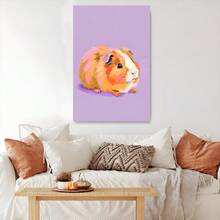 1pc Purple Guinea Pig Print Framed Wall Art - Canvas Prints Poster, Ready To Hang - Home Decor, Ideal For Home, Office Wall Decor, Family Gift, Living Room Bedroom Wall Decor - 酒紅色 - 查看 5