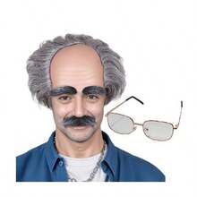 假发爷爷 中老年素描装扮套装 Cosplay 搞笑套装 光头假发 老太太假发 头饰 眼镜 发网 胡须 COS 假发装扮 - 彩色 - 查看 14