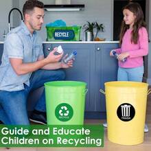 Trash And Recycle Stickers 5 Pcs For Bins, Recycling Stickers For Trash Can UV Stable And Weatherproof, Bin Labels For Kitchen Offi Garage Waste Basket Indoor Outdoor Use - Initial - View 4