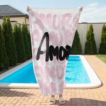 1 Stück Cartoon weicher rosa Strandtuch für Damen und Herren, geeignet für Outdoor, Strand, Fitness, Reisen, Sport, Sommerbaden, perfektes Sommer Party/Urlaubsgeschenk, Muss-have für Sommer Reise Strandutensilien