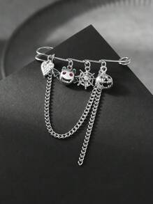 1pc Halloween Limited-Edition Styling Brooch Pin With Pumpkin, Ghost & Spider Whimsical Elements, Festive Vibe