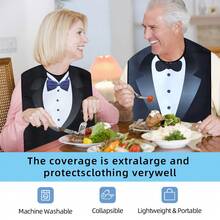 1pc Men's Dining Bib, Business Style, Machine Washable, Foldable Pocket, Protect Clothing, Suitable For Elderly And Caregivers, Seasonal Gift - Multicolor - View 7