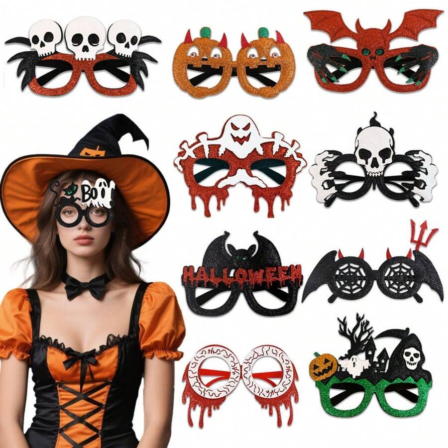 1 buc Halloween ochelari de vedere jucărie noutate ochelari cosplay Halloween petrecere favoare amuzant sclipici decorațiuni de petrecere ochelari dovleac păianjen pânză fantomă liliac pălărie craniu ocular ochelari