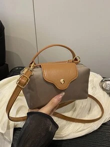 1個迷你時尚手提包小方包，百搭女款單肩斜背包，純色迷你錢包，可裝手機、硬幣、口紅，適合日常使用與通勤 - 卡其色 - 查看 12