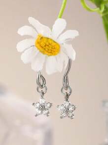 2个装无穿孔夹式乳环，可调节垂坠式锆石乳房饰品，女士不锈钢仿穿孔饰品