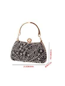 包包，女士包包，偏爱包包，女士晚宴包，重工，串珠旗袍包，年会婚礼新娘手拿包。 - 黑色 - 查看 7