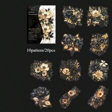 20 件花卉装饰拼贴贴纸 PET 材质贴纸，适用于剪贴簿用品，美观的垃圾日记本装饰贴纸，适用于学校用品，返校 - 彩色 - 查看 16