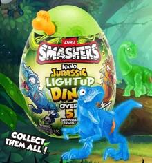 ZURU Caixa surpresa mini ovos arqueológicos luminosos Smashers Nano Jurassic - 6 designs aleatórios de dinossauros com características fluorescentes, presente de aniversário perfeito para meninos, mini ovos colecionáveis com mais de 5 surpresas dentro