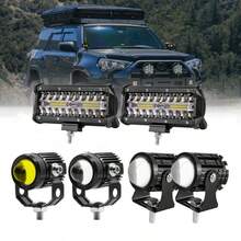 6pcs Motorcycle LED Driving Fog Lights Yellow White Dual Color Hi/Lo Beam Spotlight For Motorcycle Fog Lights Aux Light