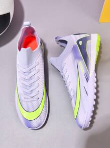 1 双男女通用钉鞋足球/足球训练鞋，低帮户外团队运动鞋，适用于人造草坪、硬质地面、室内训练场，专业防滑钉，大/小码，系带，防滑橡胶鞋底，轻质高性能防滑设计，顶级专业足球鞋，厂家直销 - 淡紫色 - 查看 5