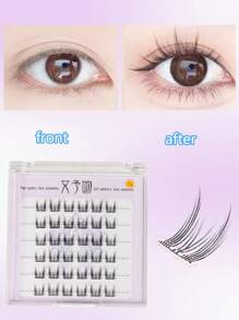 36 件 0.07 毫米厚度 C 卷 (9-13 毫米) 无胶假睫毛，角色扮演卡通可爱睫毛延长，大猫眼风格，自然柔软，舒适，适合初学者，返校