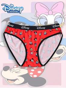 Disney 1 pieza Ropa interior de mujer con estampado de dibujos animados de , cómoda, linda, de tela delgada y de talle bajo