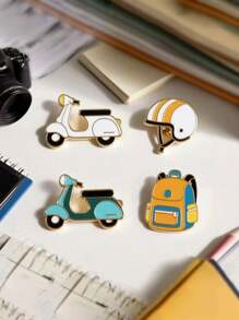 Broșă în stil campus pentru tineret, drăguț desen animat, cască de motocicletă, rucsac, set de broșe, insignă emailată, accesorii, cadou pentru sezonul școlar, înapoi la școală, accesorii în stil Ins, accesorii de birou, cămăși, jachetă, bijuterii de Crăciun și Halloween