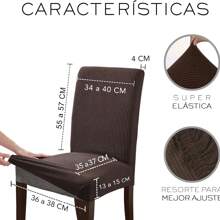 6 Piezas Fundas para sillas Comedor Fundas de Silla Elásticas Antideslizantes Protector de Silla Cubre Lavables para Banquetes Hogar Restaurante Hotel Cafe - Café integral - Ver 6