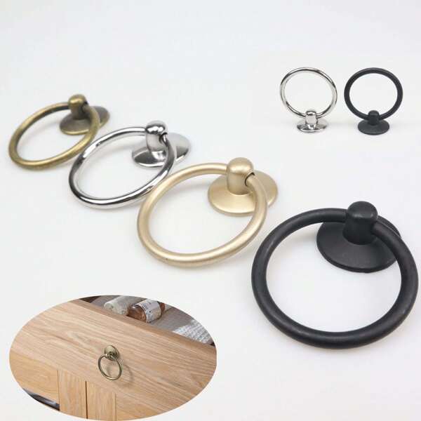 Kitchen Cabinet Handles, Metal Drawer Rings Pulls,Single Hole Cabinet Handles And Knobs,Bathroom Cabinet Hardware With Installation Screws