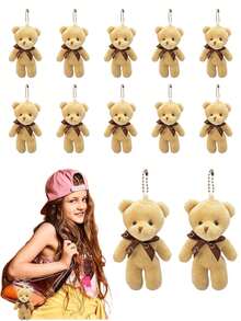 1/6/12 件迷你熊 4.7 英寸熊娃娃散装柔软迷你毛绒动物，适合 DIY 钥匙链，适合毕业日婴儿洗礼婚礼派对礼物。