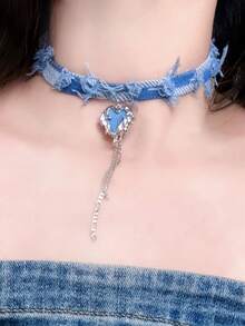 2 件套少女腰带和颈链套装 - 星星铆钉、心形铆钉/十字架吊坠、朋克 - Y2K 风格,适合前卫返校装和街头服饰 - 彩色 - 查看 4