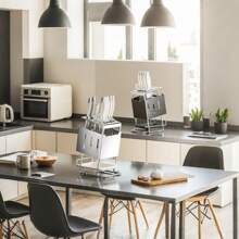 1 件简约不锈钢刀架，家庭必备厨房收纳用品