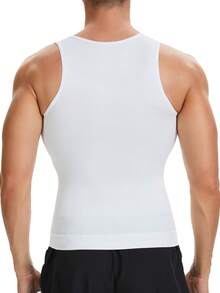Shapewear Tank Top For Mens Tummy Control Compression V-Neck Vest Underwear Slimming Belly Boobs Gynecomastia Muscle Shirts Body Shaper Undershirts Training Sports Gym Fitness - 白色 - 查看 9