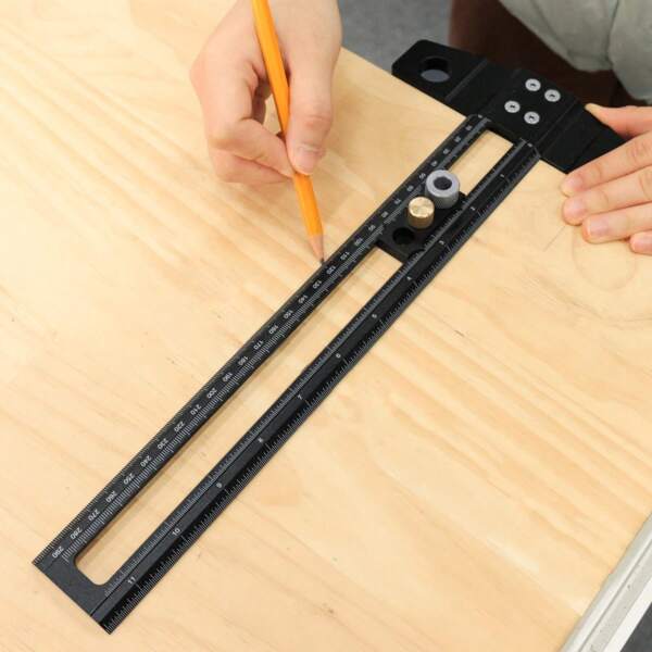 قاعدة تسجيل تحديد المواقع القابلة للتعديل 2 في 1 - مربع T قابل للتعديل - أداة قياس علامة Aluminum Alloy Scriber - رقصة متعددة الوظائف مع أكمام حفر وكتلة نشاط 6/8/10 مم