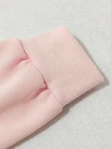 1pc Tween Girls' Cute Axolotl & Hexagon Animal Print Pink Crew Neck Sweatshirt, Warm Pullover Top For Young Students, Autumn/Winter - Pink - View 8