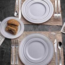 160 Pieces Silver Plastic Silverware - Silver Disposable Silverware - Plastic Silverware Heavy Duty - 80 Forks 40 Knives 40 Spoons - Disposable Silver Cutlery Perfect For Wedding/Party,9001080 - 銀色 - 查看 8