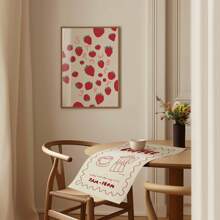 1pc Frameless Strawberry Print Wall Art Whimsical Fruit Illustration, Girls Room Decor With Personalized Aesthetic, Frameless Canvas Poster For Bedroom/Dorm/Living Room, Perfect Gift & Party Decoration (Botanical Prints, Funky Posters, Decor, Back To School Wall Decor)