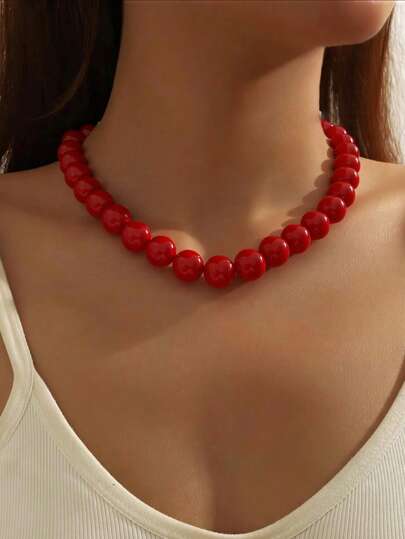 1 stuk modieuze, bij elkaar passende damesketting, kralenketting, boho chunky ketting, bedelketting, sieraden voor dames, geschikt voor dames om te dragen op dagelijkse feestjes