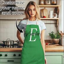 1pc Customizable Linen Kitchen Apron - Personalized Design, Photo Or Text - Durable Woven Polyester Cooking Apron - Multicolor - View 6