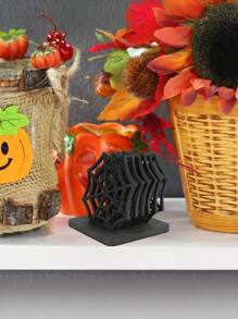 1/4/6pcs Halloween Horror Spider Web Wooden Coasters, Creative Hollow Desktop Ornaments Holiday Party Table Decoration, Gothic Personalized Tray Anti-Scalding Insulation Pad Placemat, Suitable For Wedding Birthday Party Holiday Decoration, Room Decor, Home Decor