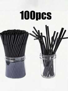 100/200/300pcs Thickened Durable Black Straws, Black Bendable Straws, Length 8.27inch/21cm, Coffee And Stirrers, Drink Accessories, Diameter 0.24inch/0.6cm, Suitable For Kitchen, Bar, Club, Drinks, Milk, Soda Water, Party, Restaurants And Home Use